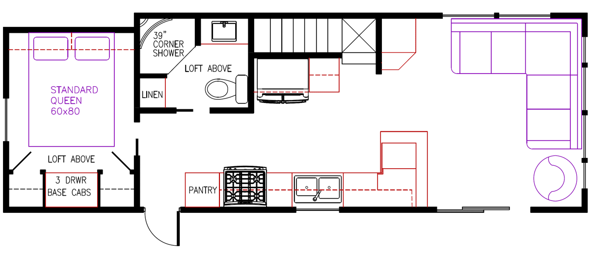 Elevation Park Model Company Floorplan 5-113, Loft Unit