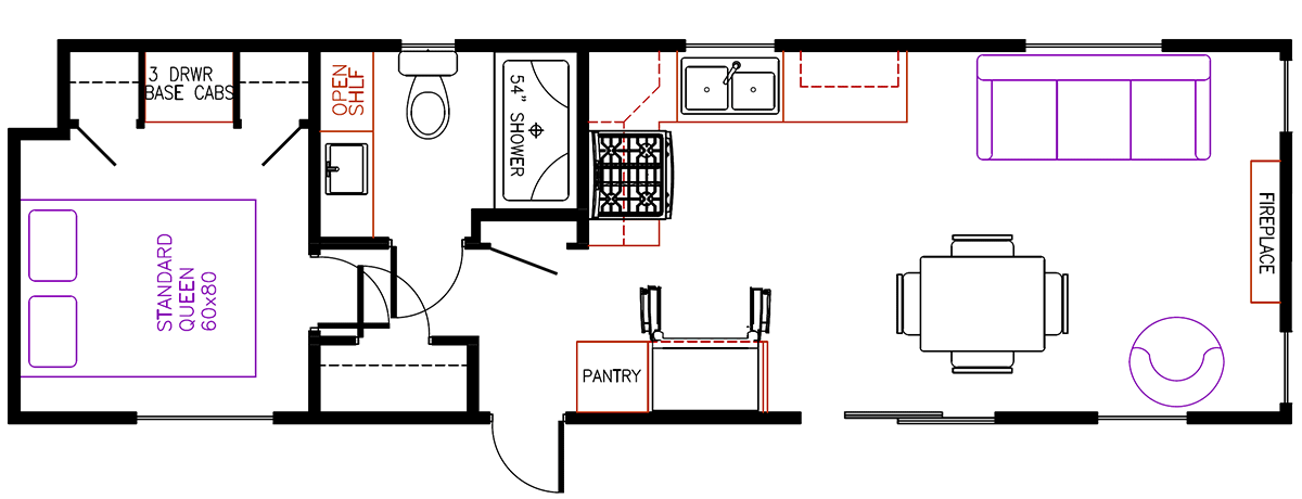 Elevation Park Model Company Floorplan 3-102 A