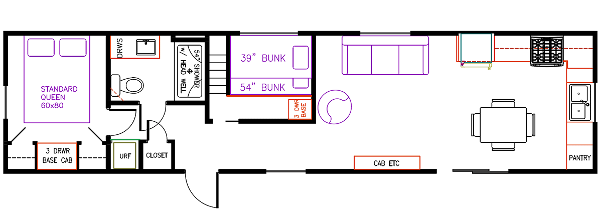 Elevation Park Model Company Floorplan 3-106CA