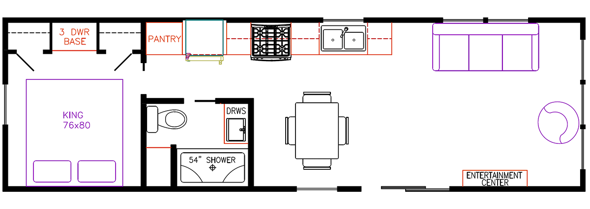 Elevation Park Model Company Floorplan 3-108 A