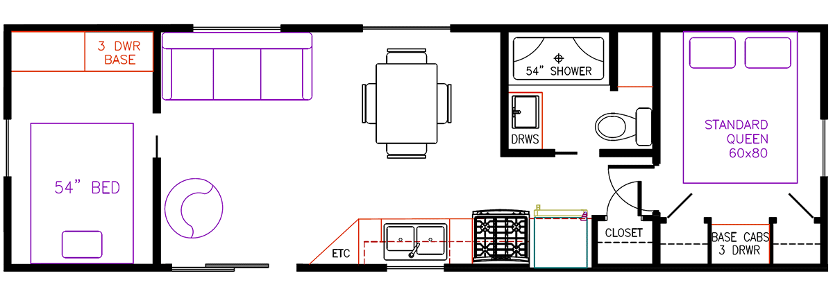Elevation Park Model Company Floorplan 3-122 A