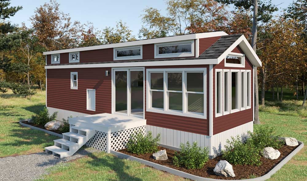 Elevation Park Models, design your own home (red siding).
